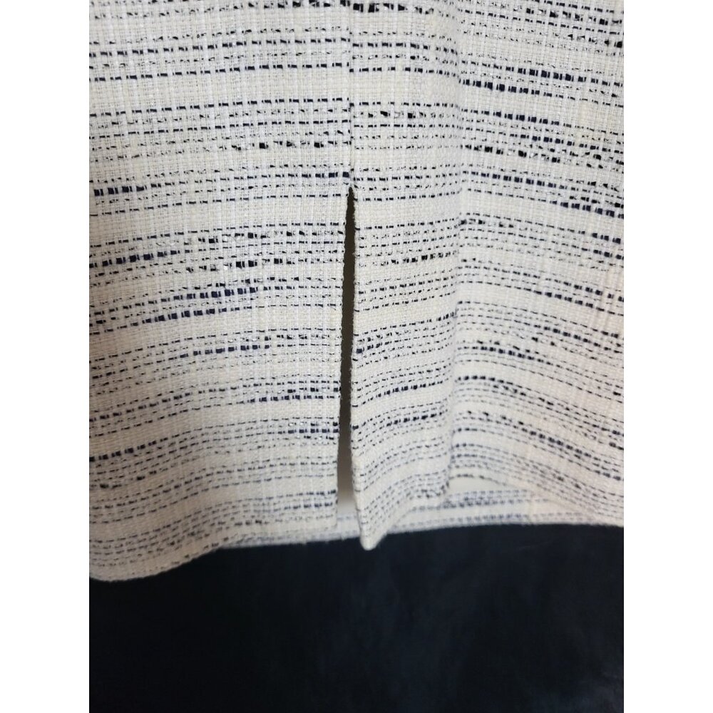 Antonio Melani Size 6 Dress Belted Ivory Black Accents Fitted Cocktail Career - Picture 3 of 7